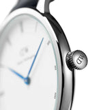 Daniel Wellington Dapper Reading White Dial Black Leather Strap Watch For Men - DW00100108