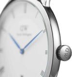 Daniel Wellington Dapper Reading Quartz White Dial Black Leather Strap Watch For Women - DW00100117