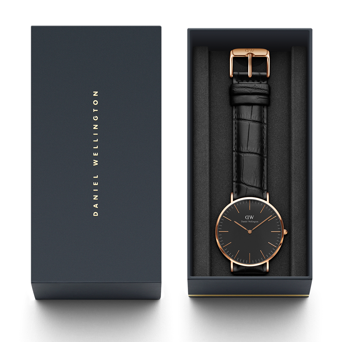 Daniel Wellington Classic Reading Black Dial Black Leather Strap Watch For Men - DW00100129