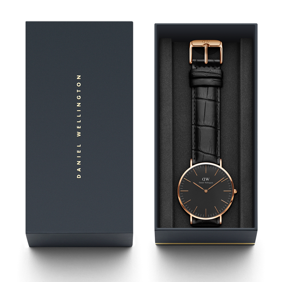Daniel Wellington Classic Reading Black Dial Black Leather Strap Watch For Men - DW00100129