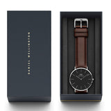 Daniel Wellington Classic Bristol Black Dial Brown Leather Strap Watch For Men - DW00100131