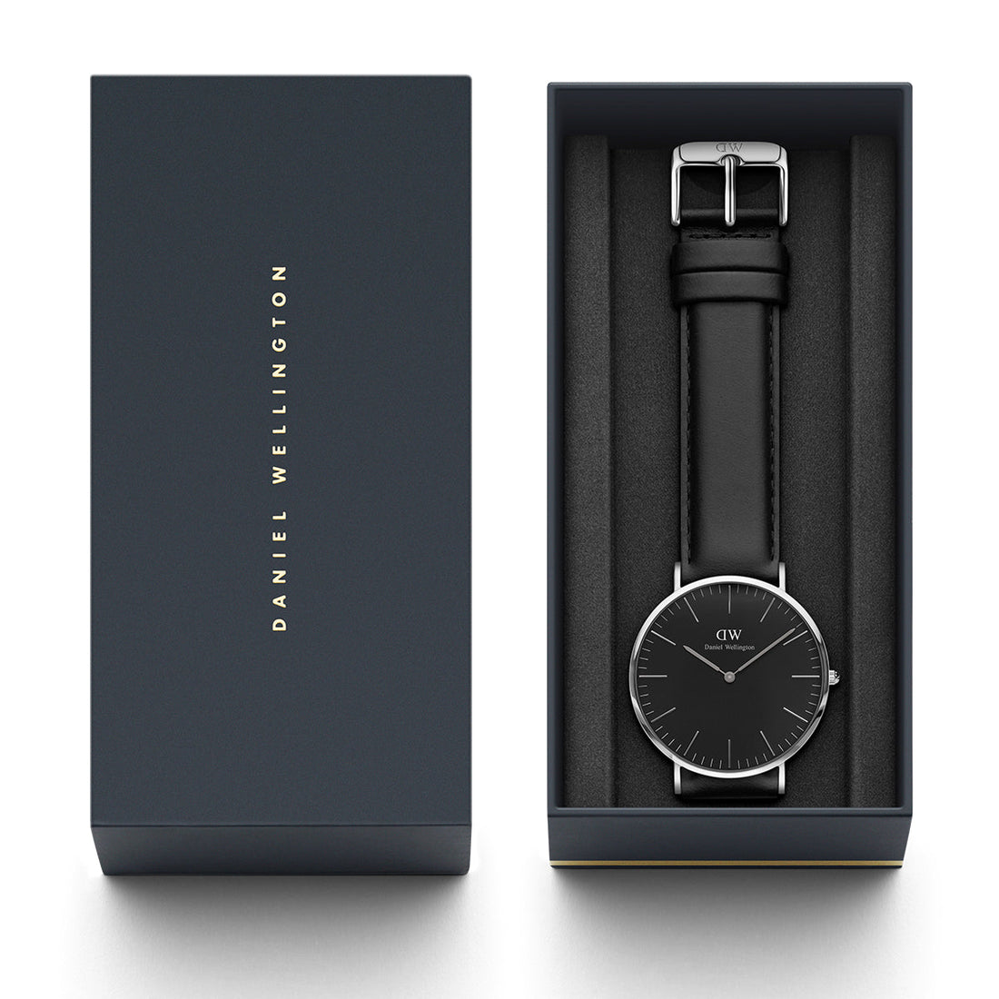 Daniel Wellington Classic Sheffield Black Dial Black Leather Strap Watch For Men - DW00100133
