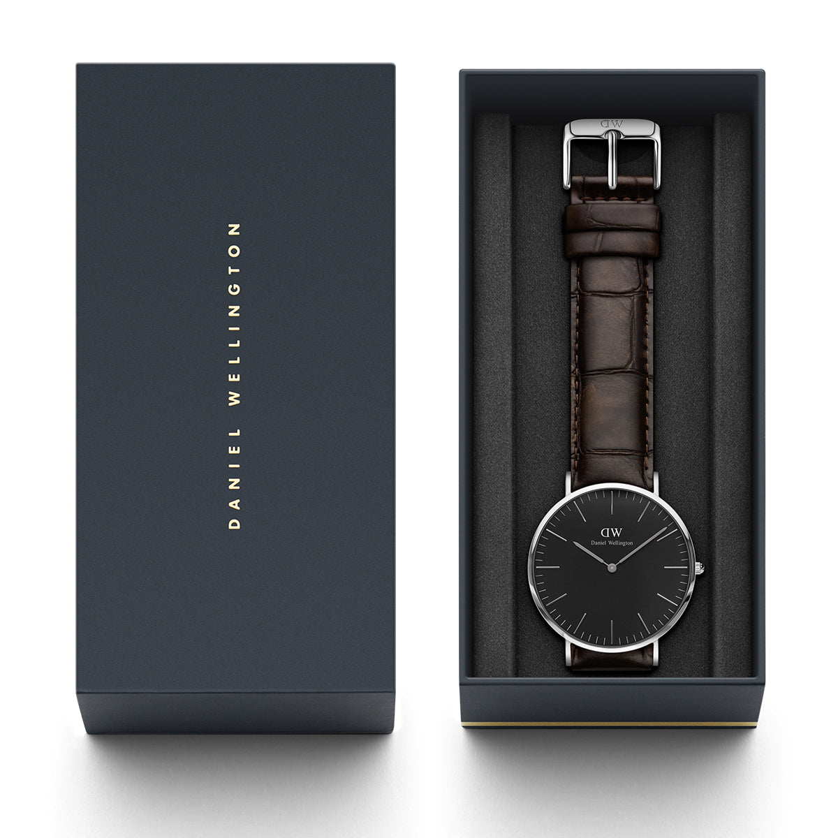 Daniel Wellington Classic York Black Dial Brown Leather Strap Watch For Men - DW00100134