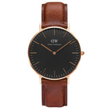 Daniel Wellington Petite St Mawes Black Dial Brown Leather Strap Watch For Women - DW00100169