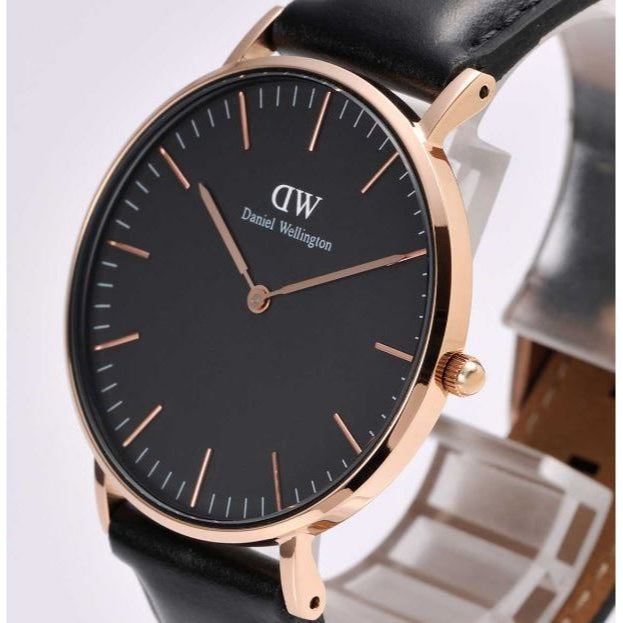 Daniel Wellington Classic Sheffield Black Dial Black Leather Strap Watch For Women - DW00100139