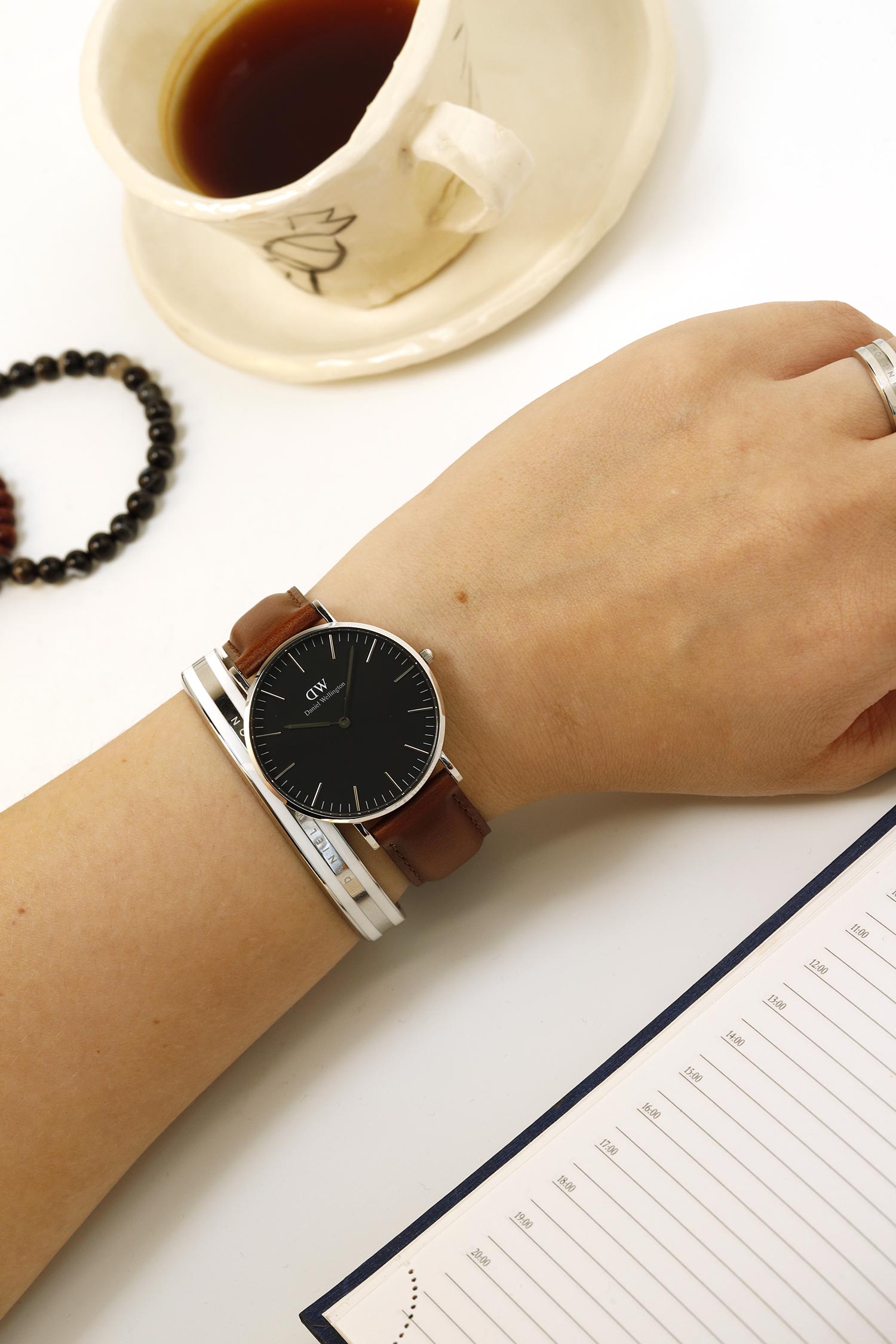 Daniel Wellington Classic Durham Black Dial Brown Leather Strap Watch For Women - DW00100142