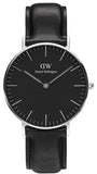 Daniel Wellington Classic Sheffield Black Dial Black Leather Strap Watch For Women - DW00100145