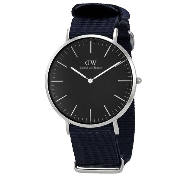 Daniel Wellington Classic Cornwall Black Dial Black Nylon Strap Watch For Women - DW00100149