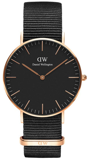 Daniel Wellington Classic Cornwall Black Dial Black NATO Strap Watch For Women - DW00100150