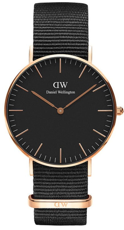 Daniel Wellington Classic Cornwall Black Dial Black NATO Strap Watch For Women - DW00100150