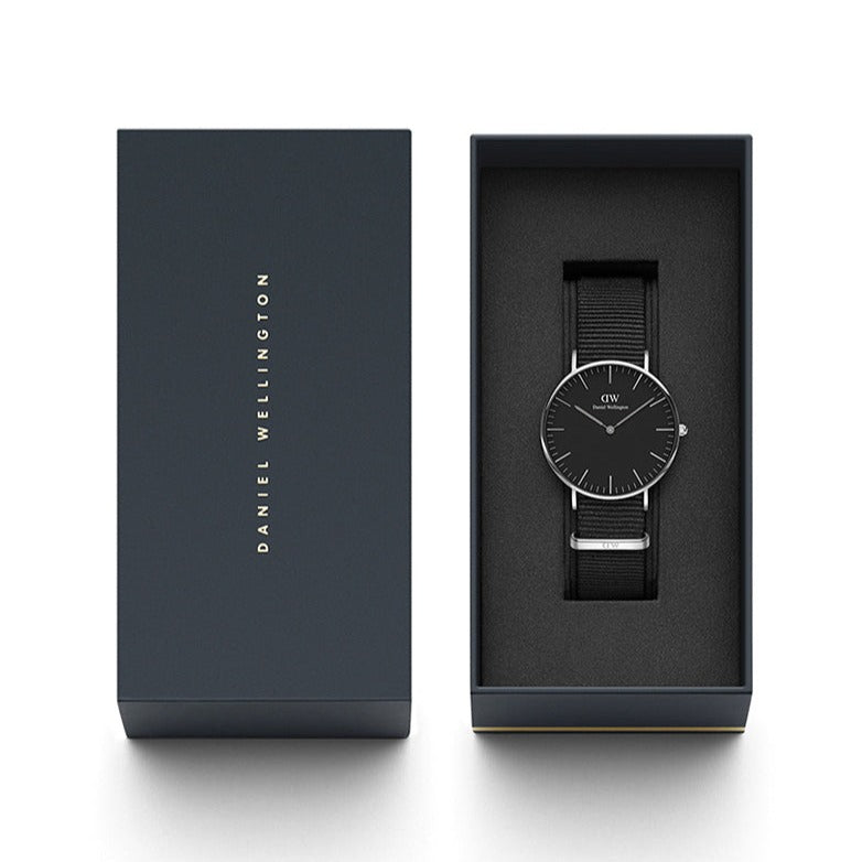 Daniel Wellington Classic Cornwall Quartz Black Dial Black Nylon Strap Watch For Women - DW00100151