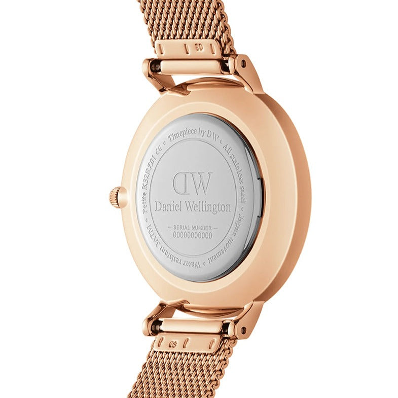 Daniel Wellington Classic Melrose Black Dial Rose Gold Mesh Bracelet Watch For Women - DW00100161