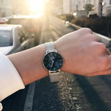 Daniel Wellington Classic Petite Sterling Black Dial Silver Mesh Bracelet Watch For Women - DW00100162