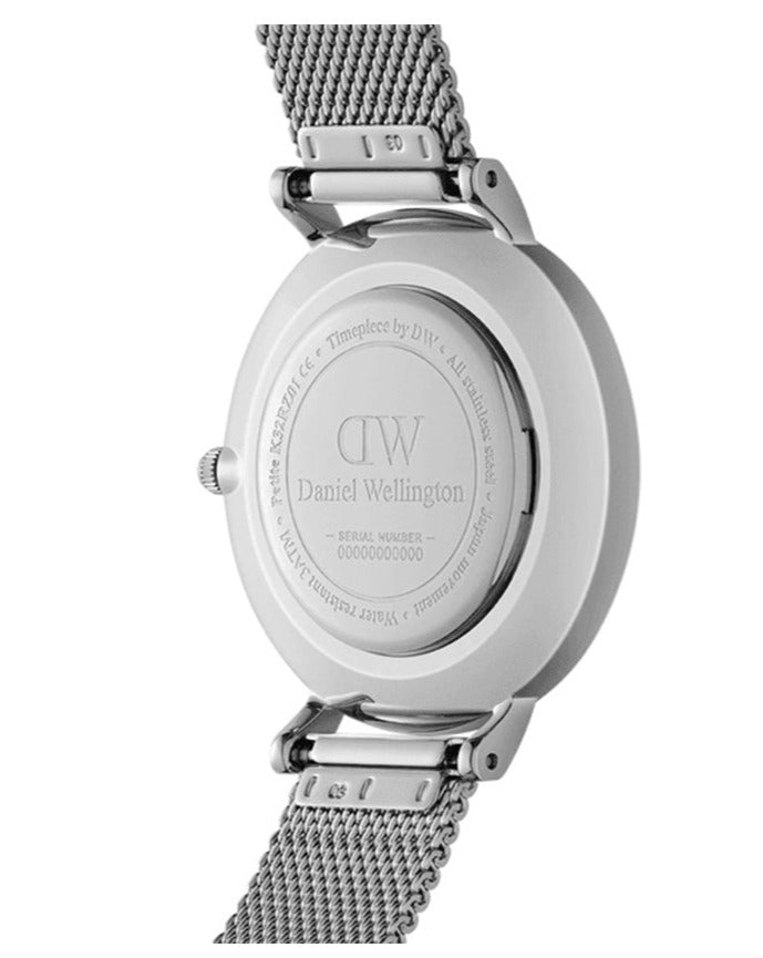 Daniel Wellington Classic Petite Sterling Black Dial Silver Mesh Bracelet Watch For Women - DW00100162