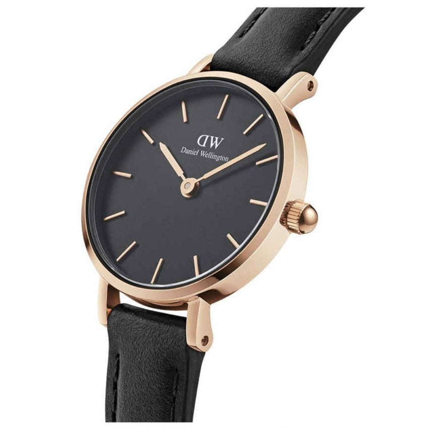 Daniel Wellington Classic Petite Reading Black Dial Black Leather Strap Watch For Women - DW00100167