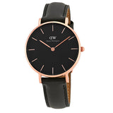 Daniel Wellington Classic Petite Reading Black Dial Black Leather Strap Watch For Women - DW00100167