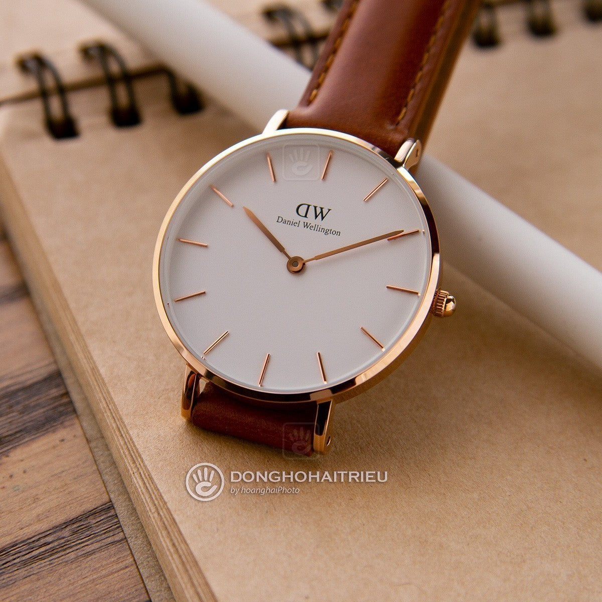Daniel Wellington Petite Durham White Dial Brown Leather Strap Watch For Women - DW00100172