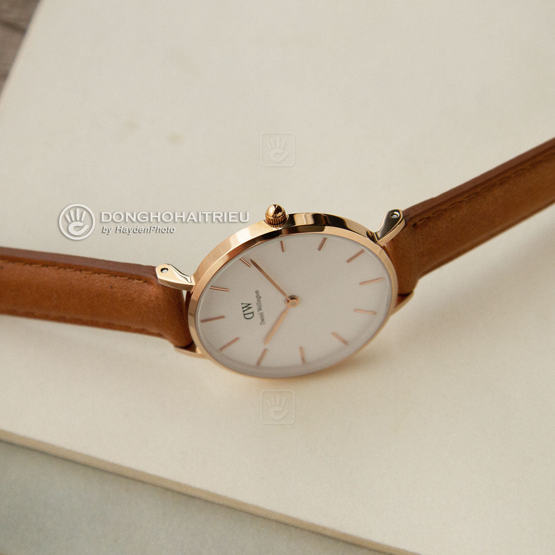 Daniel Wellington Petite Durham White Dial Brown Leather Strap Watch For Women - DW00100172