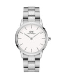 Daniel Wellington Iconic Link White Dial Silver Steel Strap Watch for Women - DW00100203