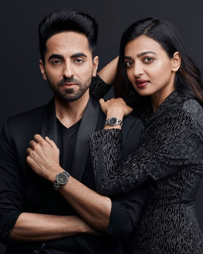 Daniel Wellington Iconic Link Black Dial Silver Steel Strap Watch for Women - DW00100204