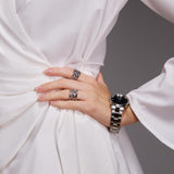 Daniel Wellington Iconic Link Black Dial Silver Steel Strap Watch for Women - DW00100204