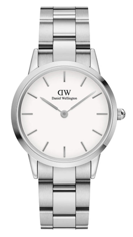 Daniel Wellington Iconic Link White Dial Silver Steel Strap Watch For Women - DW00100205