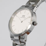 Daniel Wellington Iconic Link White Dial Silver Steel Strap Watch For Women - DW00100205