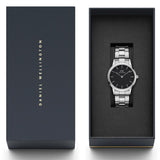 Daniel Wellington Iconic Link Black Dial Silver Steel Strap Watch For Women - DW00100206