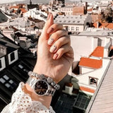 Daniel Wellington Iconic Link Black Dial Silver Steel Strap Watch For Women - DW00100206