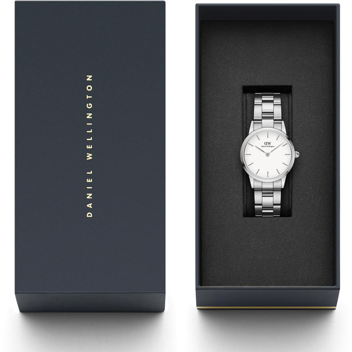 Daniel Wellington Iconic Link White Dial Silver Steel Strap Watch For Women - DW00100207
