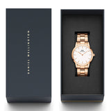 Daniel Wellington Iconic Link White Dial Rose Gold Steel Strap Watch for Women - DW00100213