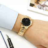 Daniel Wellington Iconic Link Black Dial Rose Gold Steel Strap Watch for Women - DW00100210