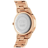 Daniel Wellington Iconic Link Black Dial Rose Gold Steel Strap Watch for Women - DW00100212