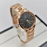 Daniel Wellington Iconic Link Black Dial Rose Gold Steel Strap Watch for Women - DW00100212