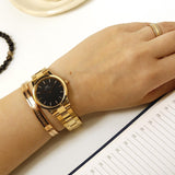 Daniel Wellington Iconic Link Black Dial Rose Gold Steel Strap Watch for Women - DW00100212