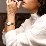 Daniel Wellington Iconic Link White Dial Rose Gold Steel Strap Watch for Women - DW00100213