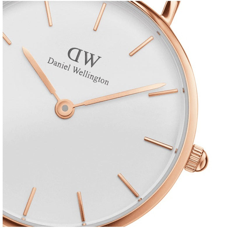 Daniel Wellington Classic Petite Reading White Dial Black Leather Strap Watch For Women - DW00100229