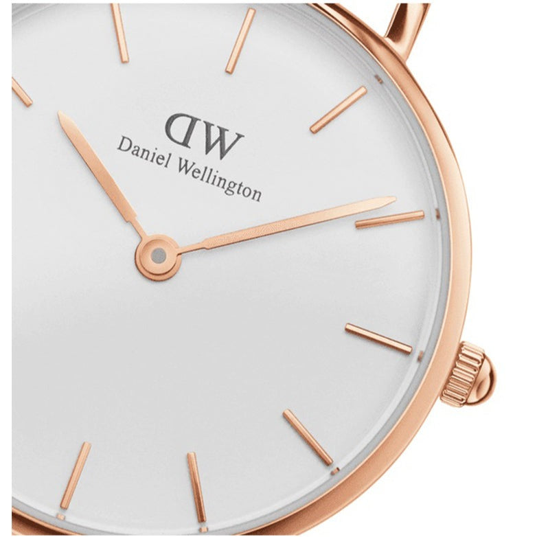Daniel Wellington Classic Petite White Dial Rose Gold Mesh Bracelet Watch For Women - DW00100219