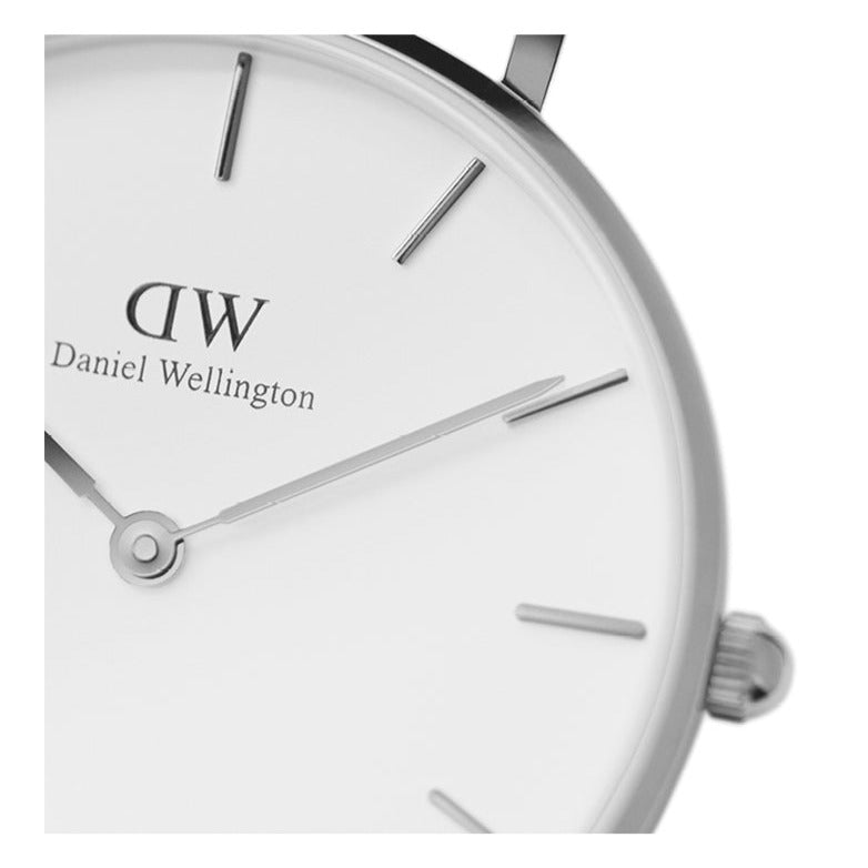 Daniel Wellington Petite Sterling White Dial Silver Mesh Bracelet Watch For Women - DW00100220