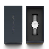 Daniel Wellington Petite Sterling White Dial Silver Mesh Bracelet Watch For Women - DW00100220