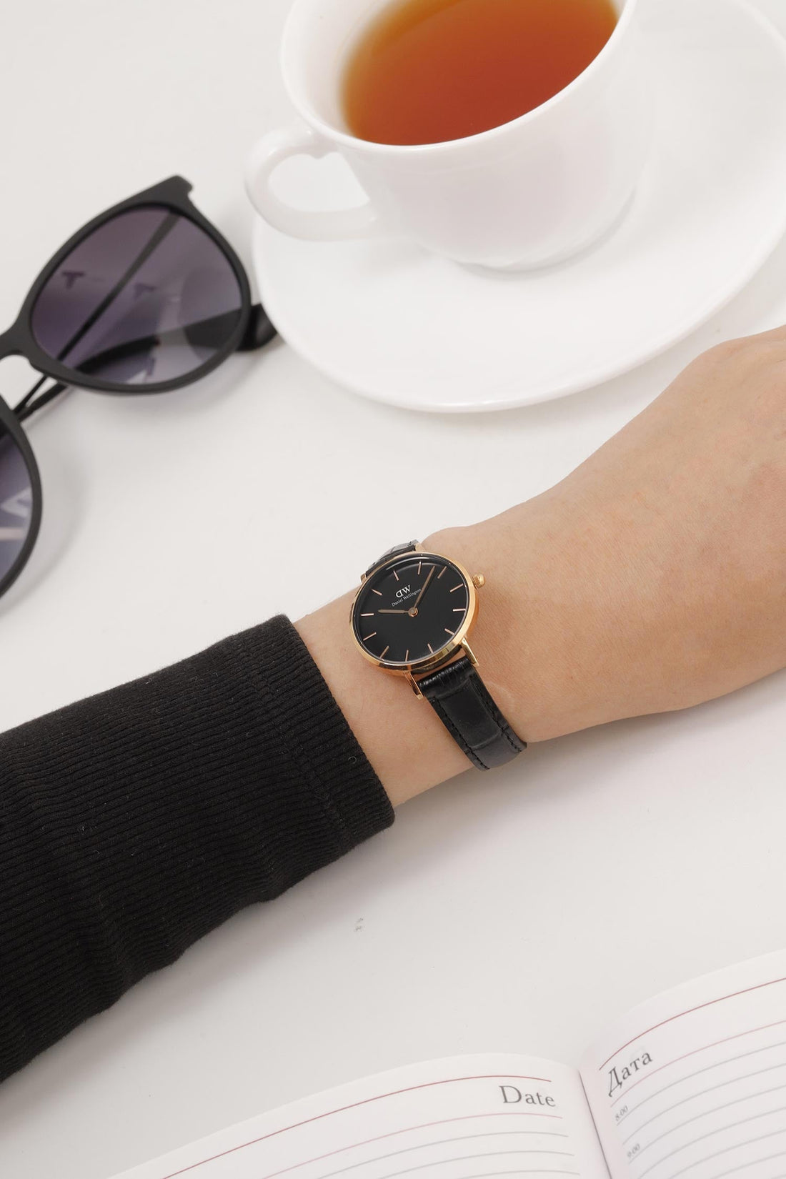 Daniel Wellington Classic Petite Reading Black Dial Black Leather Strap Watch For Women - DW00100223