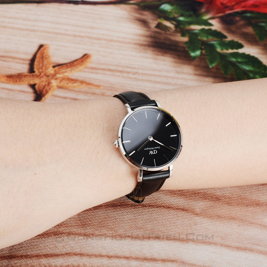 Daniel Wellington Classic Petite Reading Black Dial Black Leather Strap Watch For Women - DW00100235