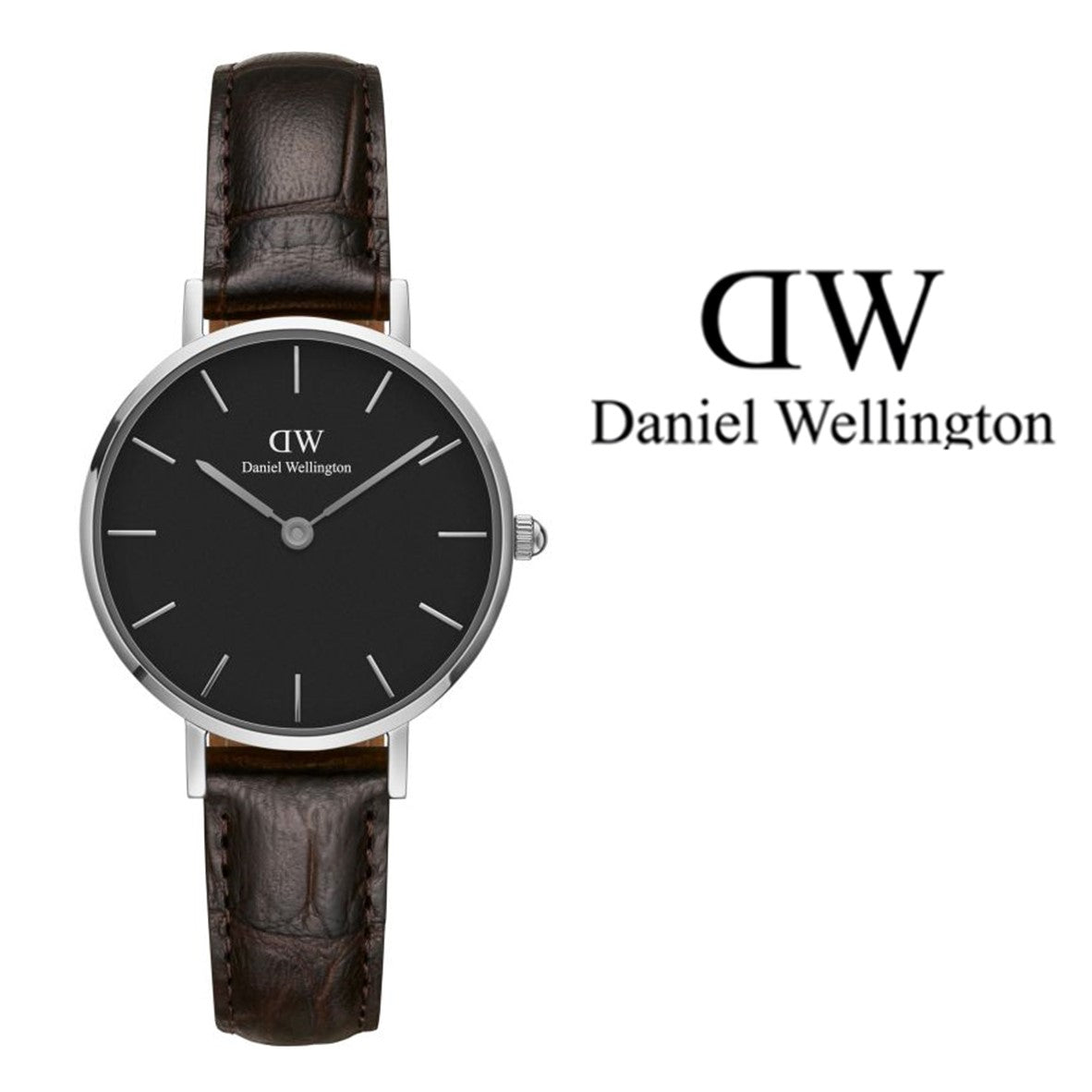 Daniel Wellington Classic Petite York Black Dial Brown Leather Strap Watch For Women - DW00100238