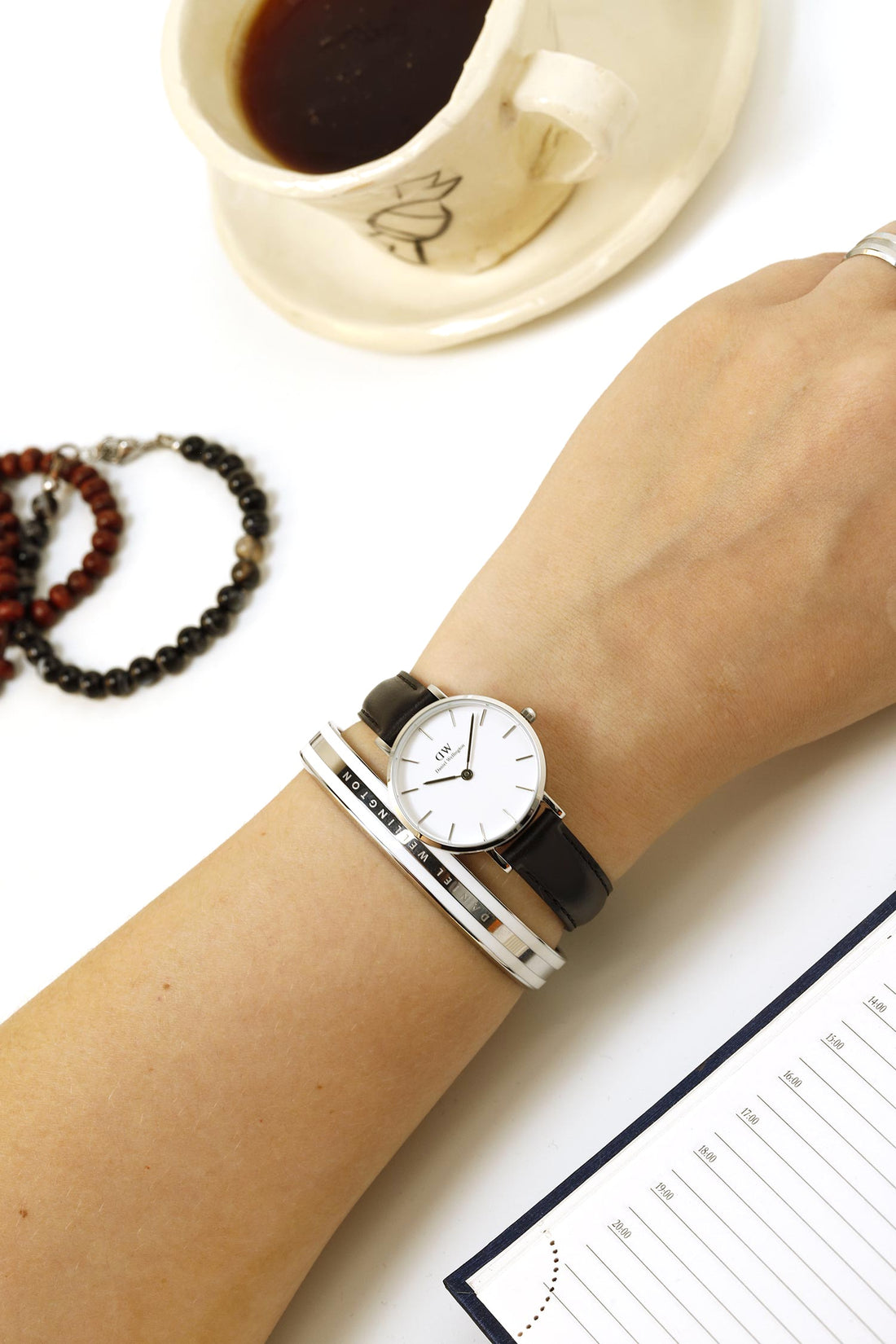 Daniel Wellington Classic Petite Sheffield White Dial Black Leather Strap Watch For Women - DW00100242