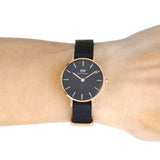 Daniel Wellington Petite Cornwall Black Dial Black Nylon Strap Watch for Women - DW00100247