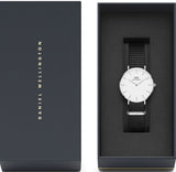 Daniel Wellington Classic Petite Cornwall White Dial Black NATO Strap Watch For Women - DW00100254