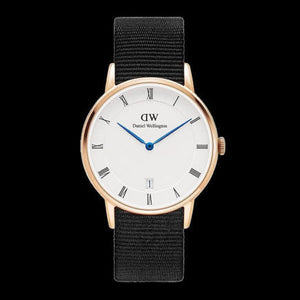 Daniel Wellington Dapper Cornwall White Dial Black Nylon Strap Watch For Men - DW00100261
