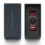 Daniel Wellington Classic Roselyn Black Dial Maroon Nylon Strap Watch For Women - DW00100269