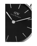 Daniel Wellington Petite Sterling Black Dial Silver Mesh Bracelet Watch For Women - DW00100304