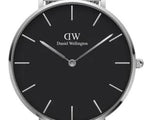 Daniel Wellington Petite Sterling Black Dial Silver Mesh Bracelet Watch For Women - DW00100304